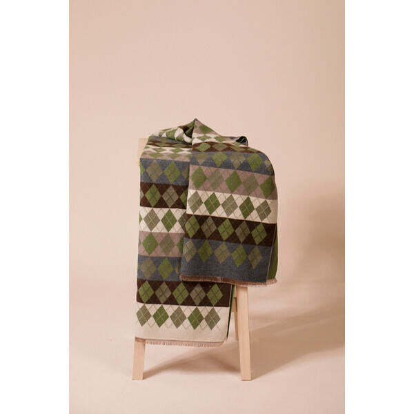 SVNX diamond checked scarf khaki - British product