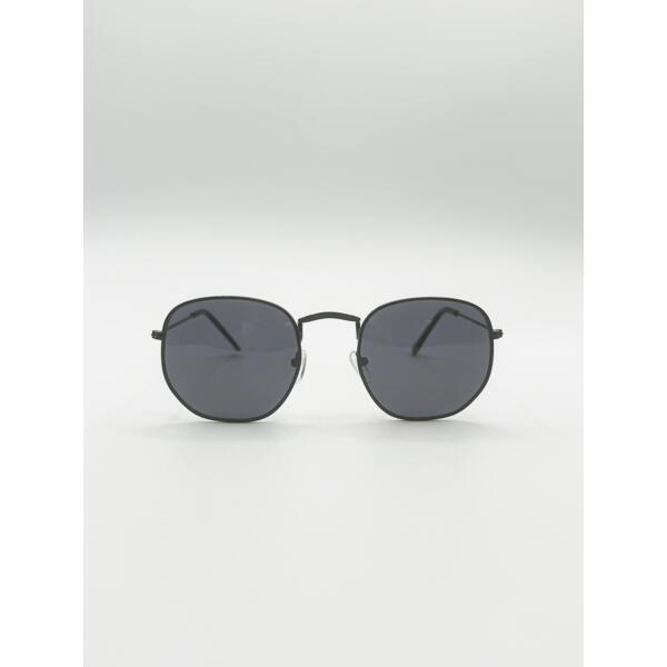 SVNX hexagon aviator sunglasses black metal frame, UK version