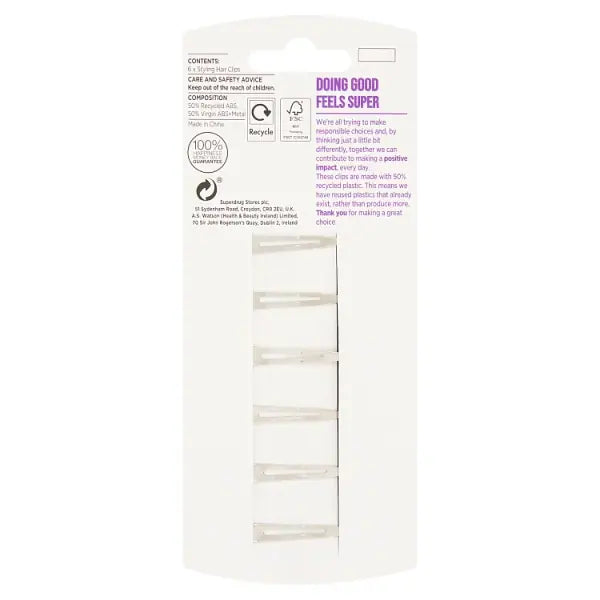 Superdrug No Crease Styling Clips 6pk