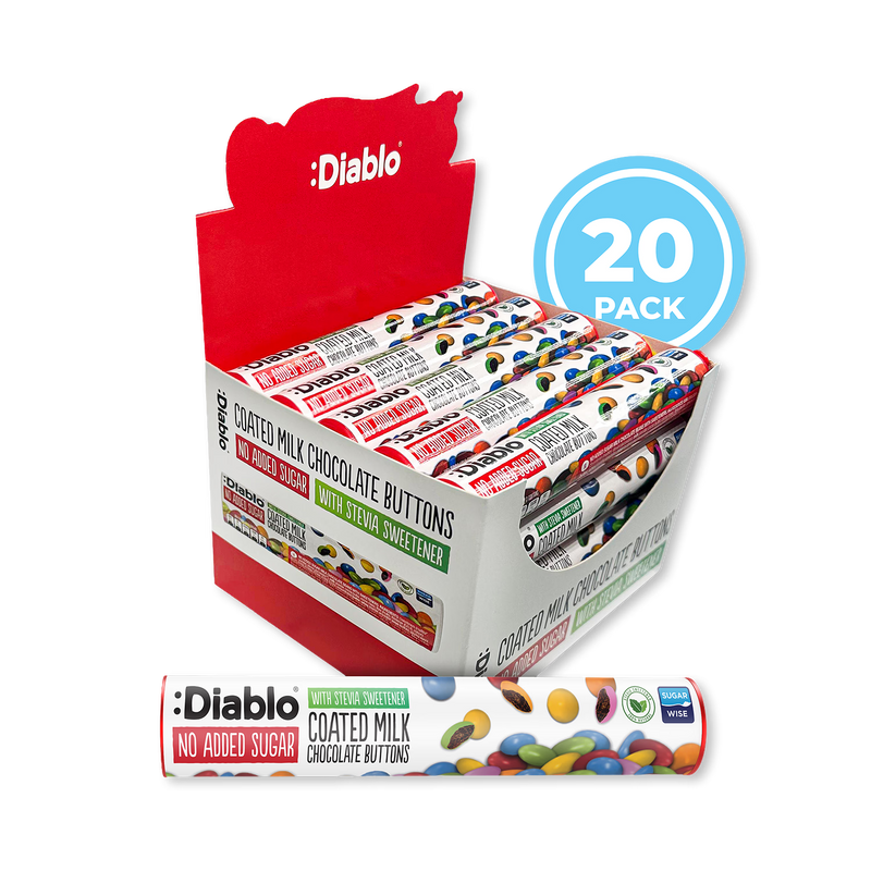 Diablo milk chocolate buttons 22g tubes pack of 20 (British brand)
