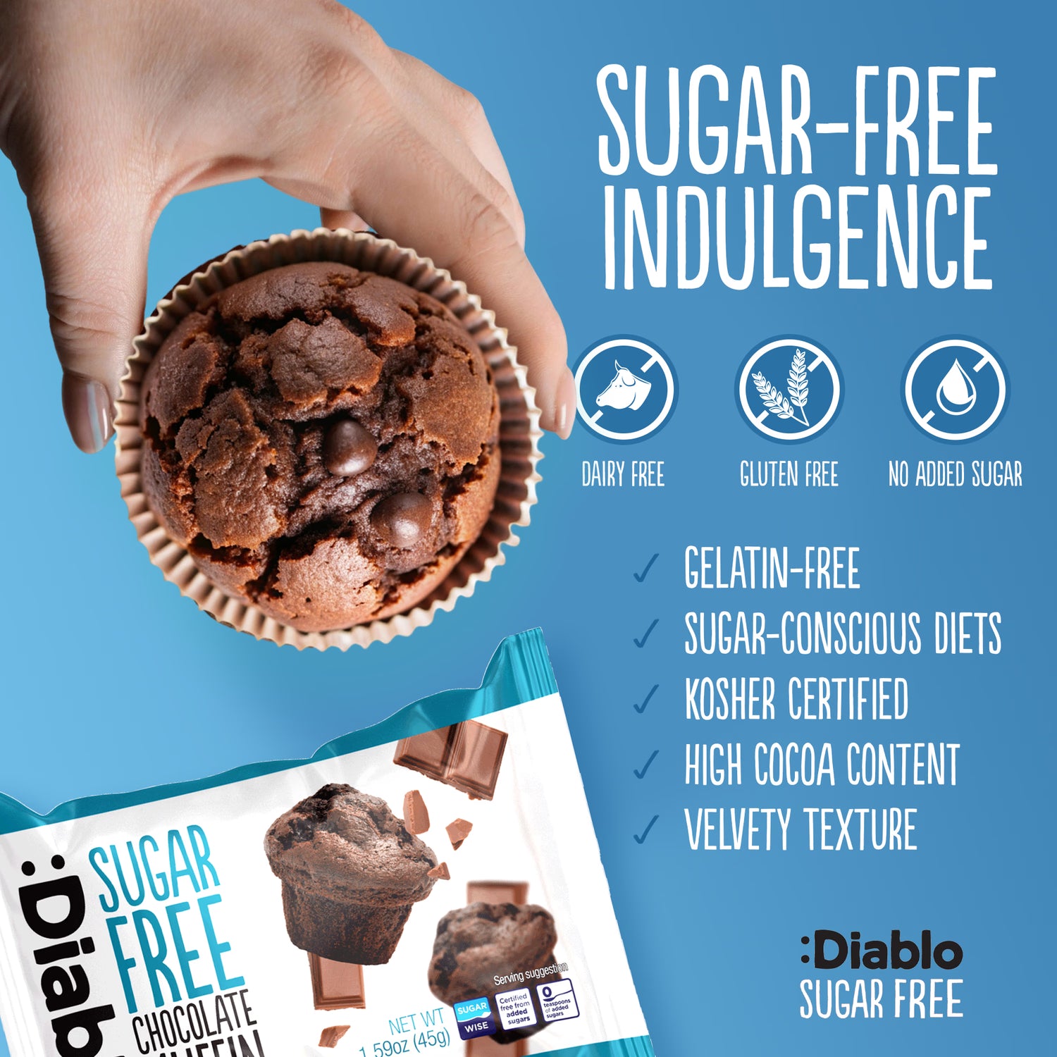 Diablo sugar free chocolate muffins pack of 24 (British brand)