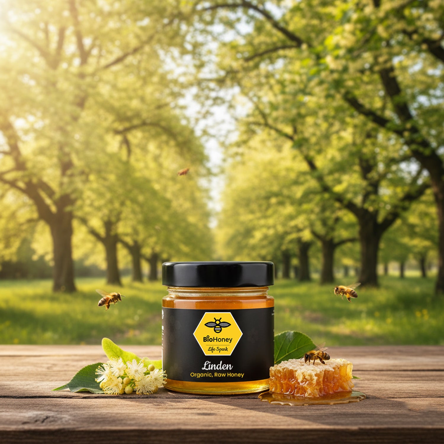 BioHoney raw organic linden honey 300g, imported from the UK