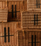 Harrods medium wicker basket with leather straps, UK version