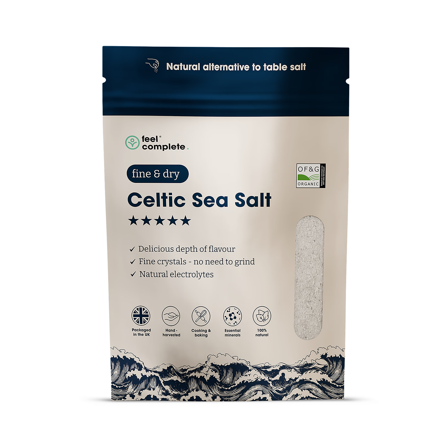 Feel Complete Celtic Sea Salt fine dry 400g - British product