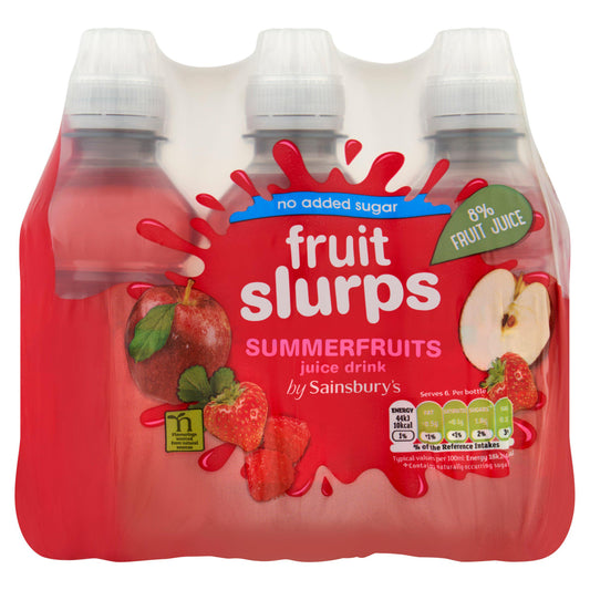 Sainsbury's No Added Sugar Fruit Slurps Summer Fruits Juice Drink 6x250ml GOODS Sainsburys   