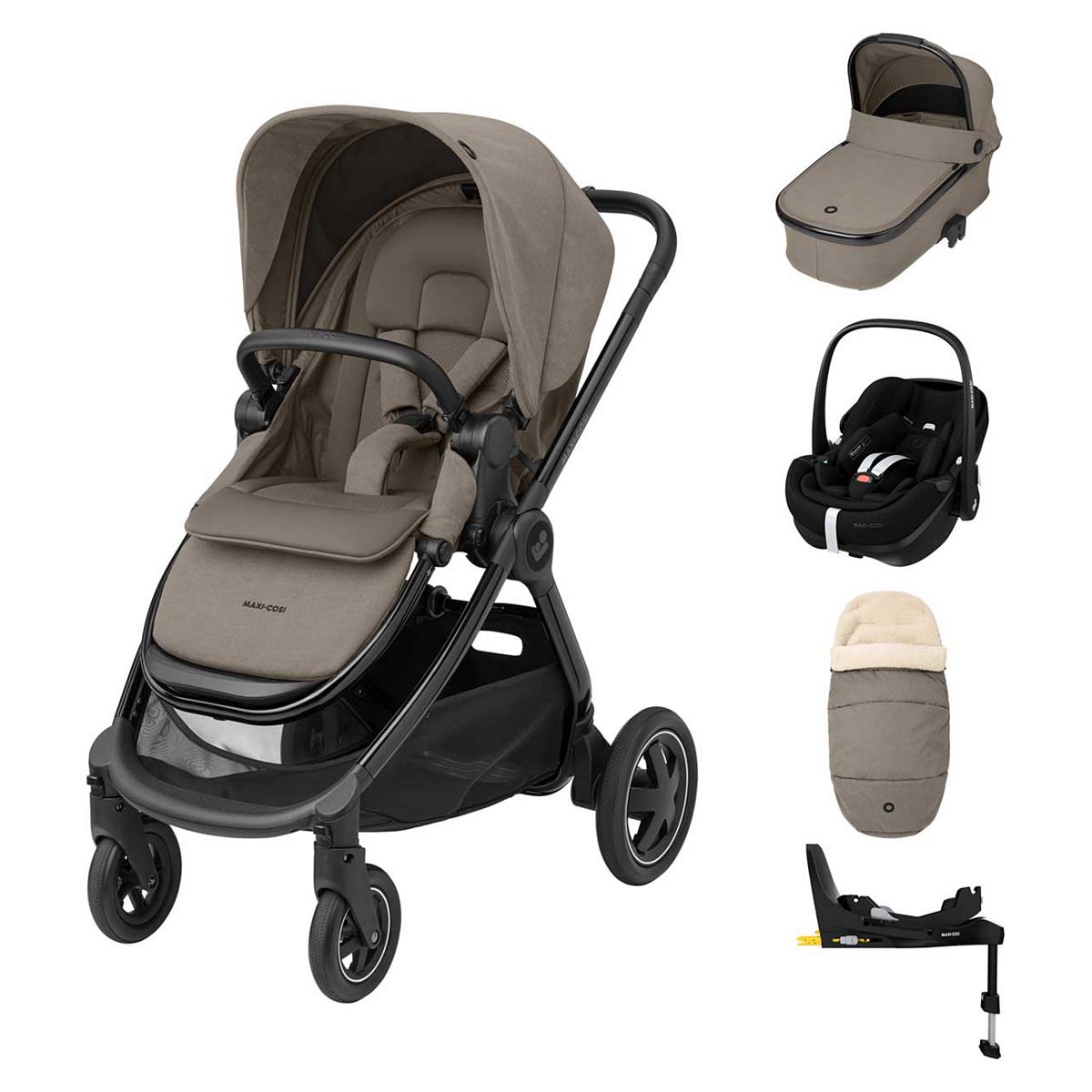 Maxi-Cosi Adorra Luxe with Pebble 360 Pro & Base Travel System Twillic Truffle GOODS Boots   