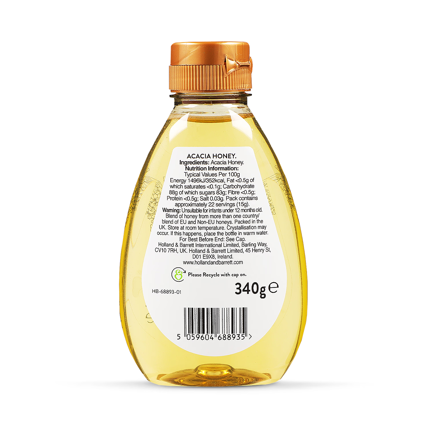 Holland & Barrett Pure Acacia Honey Jar 340g, UK version