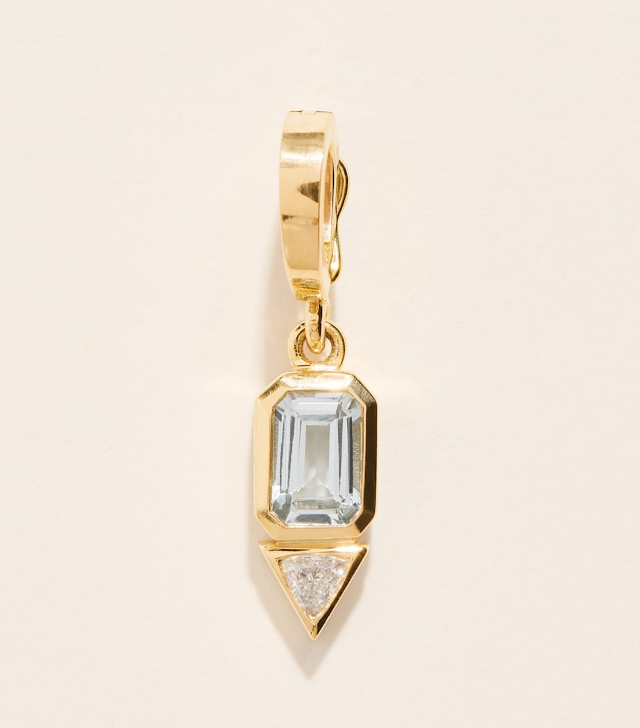 Azlee Gelbgold Diamant Aquamarin März Charm, UK-Version