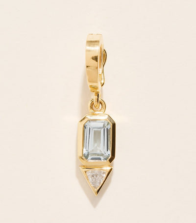 Harrods Azlee Yellow Gold Diamond and Aquamarine March Charm- Buy online at McGrocer