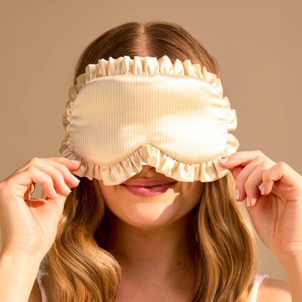 Silver Cloud satin frilly sleep mask (British brand)