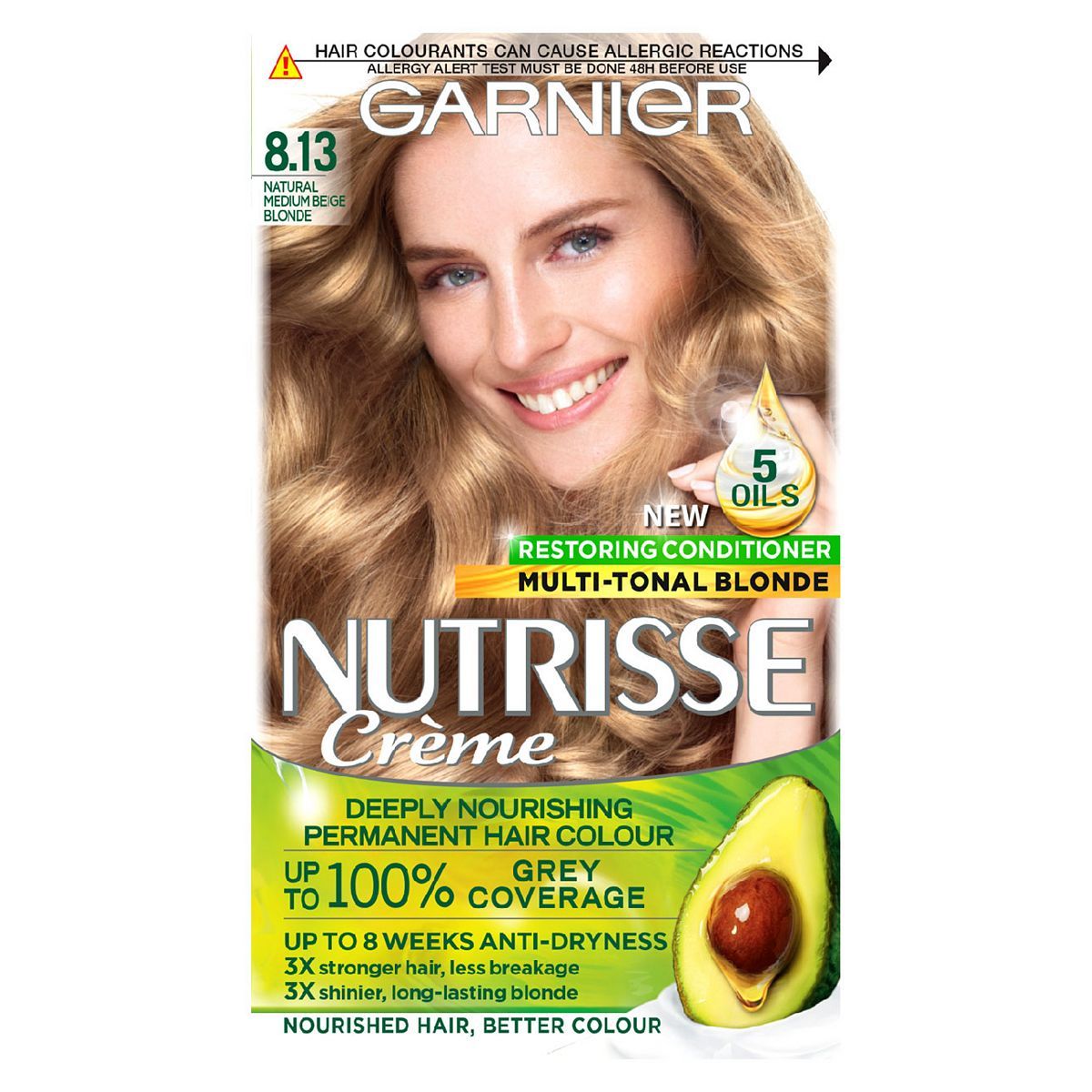 Garnier Nutrisse 8.13 Medium Beige Blonde Permanent Hair Dye Hair Colourants & Dyes Boots   