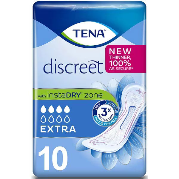 TENA Discreet Extra incontinence pads 10 pack, UK version