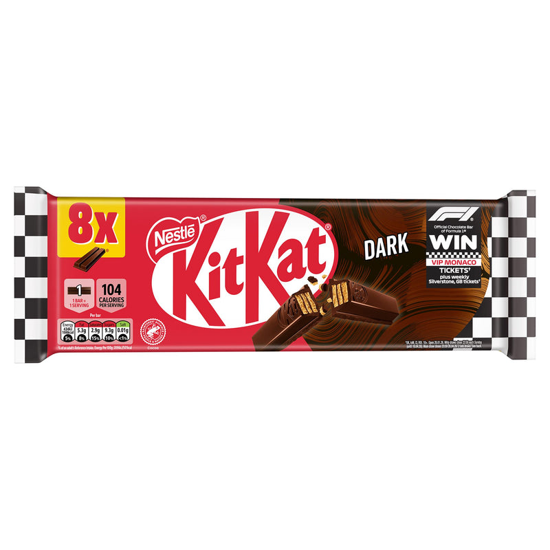 KitKat dark chocolate 2 finger multipack 8 x 20.7g, imported from the UK