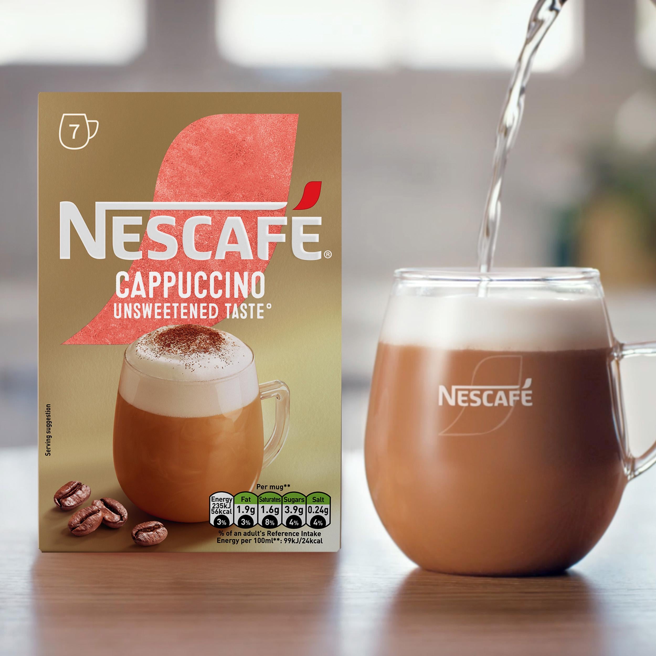 Nescafe unsweetened cappuccino sachets 7 pack (British brand)