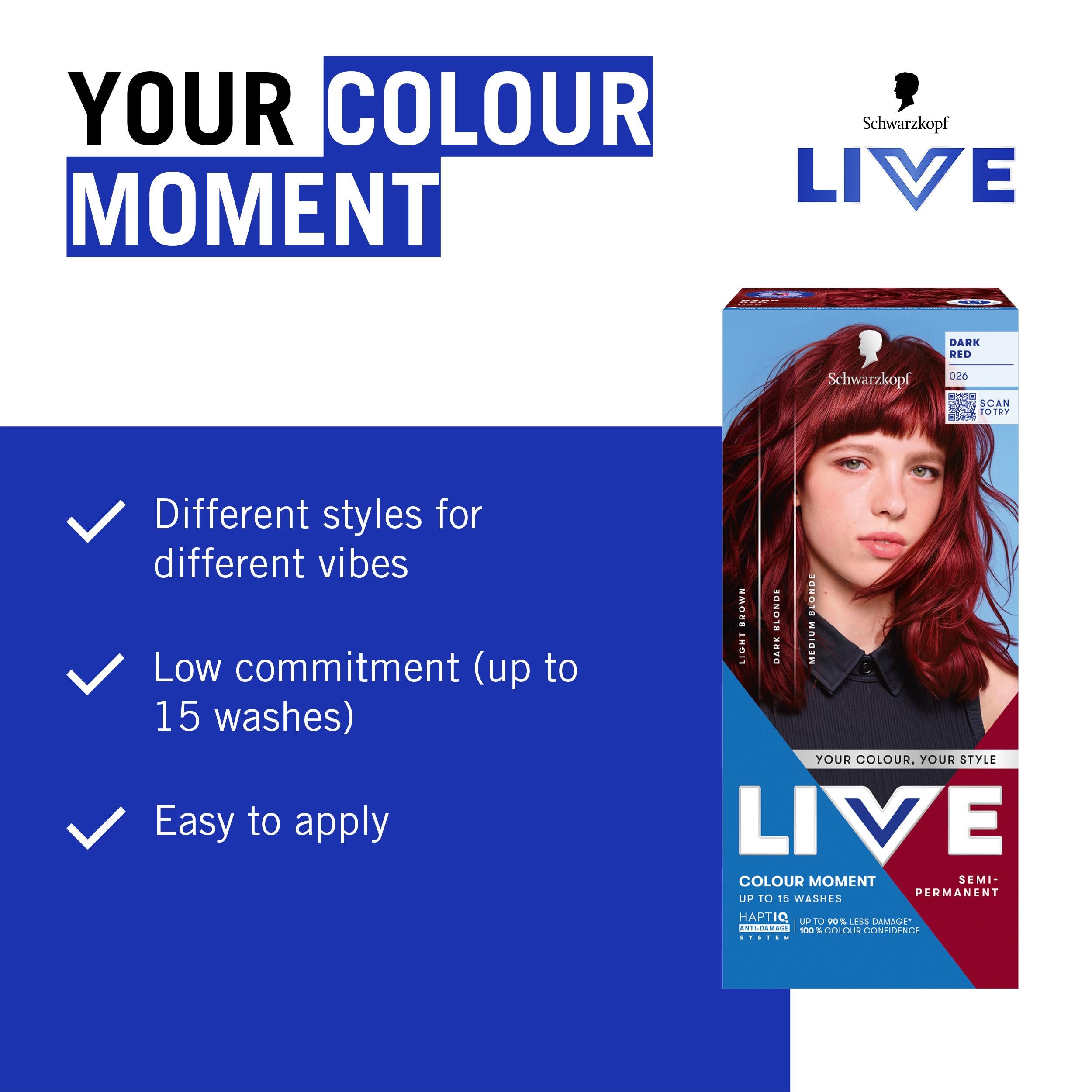 Schwarzkopf 026 Dark Red semi permanent hair dye British product