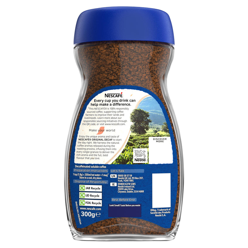 Nescafe Original Decaf Instant Coffee 300g, imported from the UK