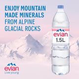 Evian natural mineral still water 1.5L, imported from the UK