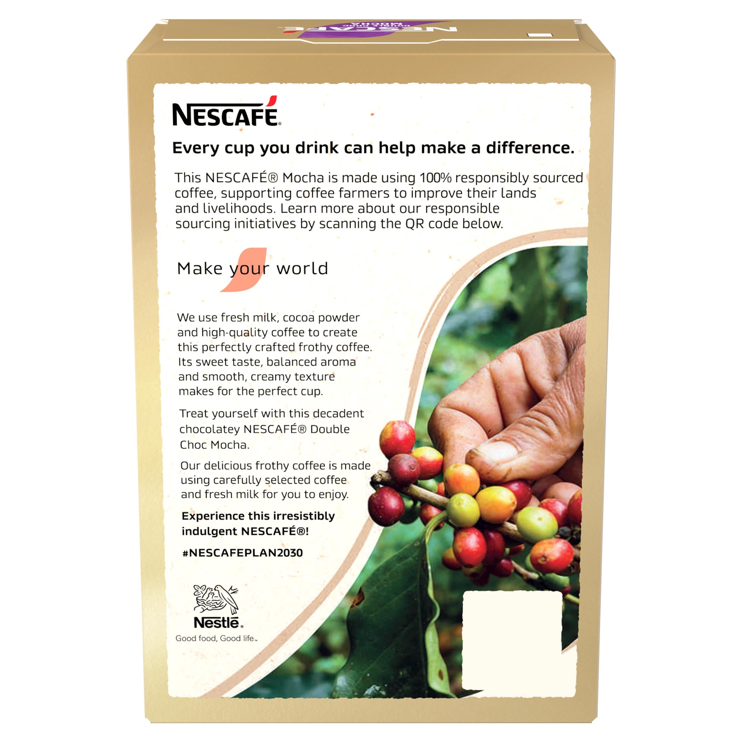 Nescafe Double Choc Mocha instant coffee sachets 7-pack 146.3g, imported from the UK