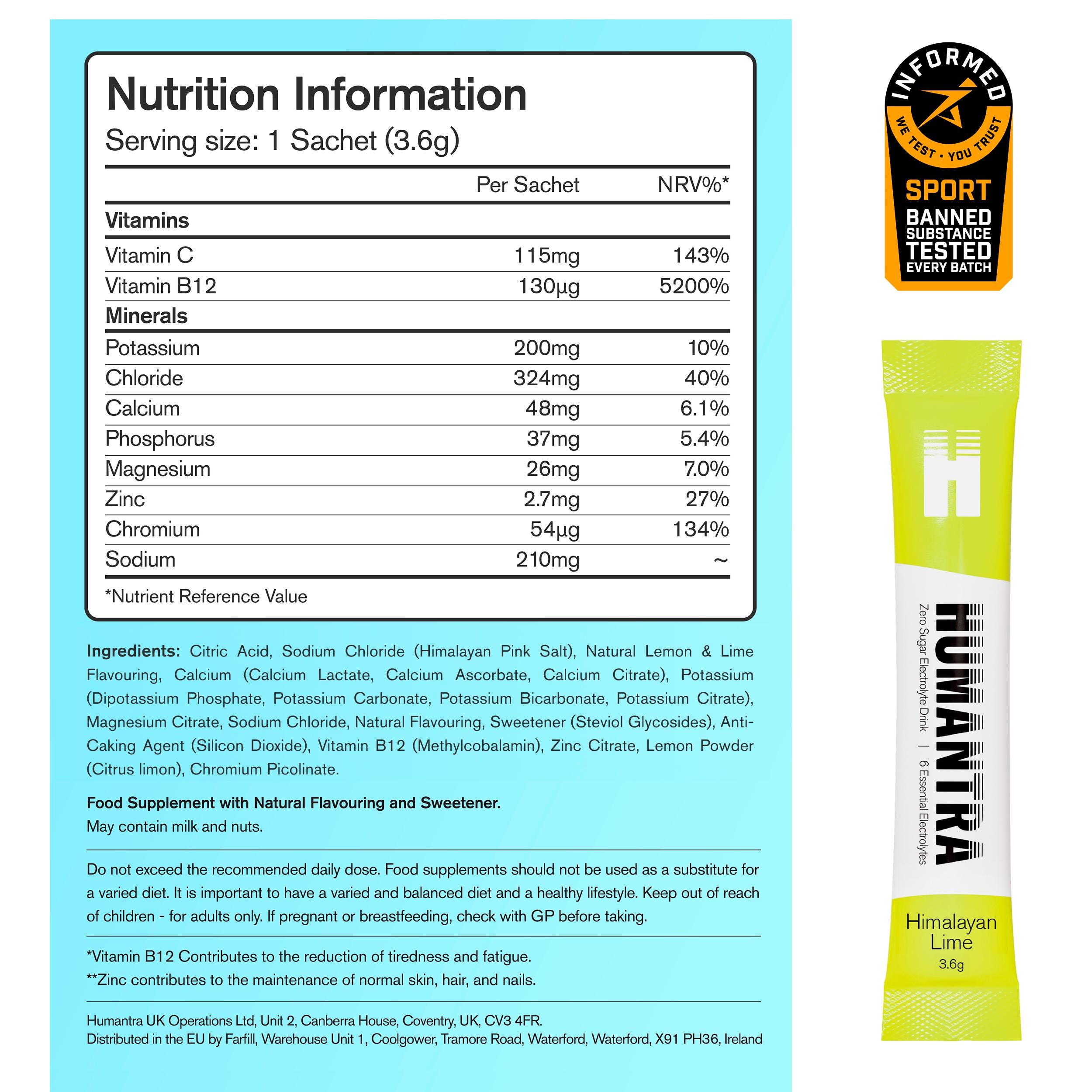 Humantra Himalayan Lime electrolyte sachets 3-pack (British brand)