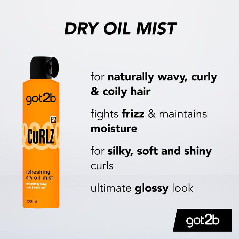 Schwarzkopf Got2b Curlz dry oil mist 200ml (British brand)