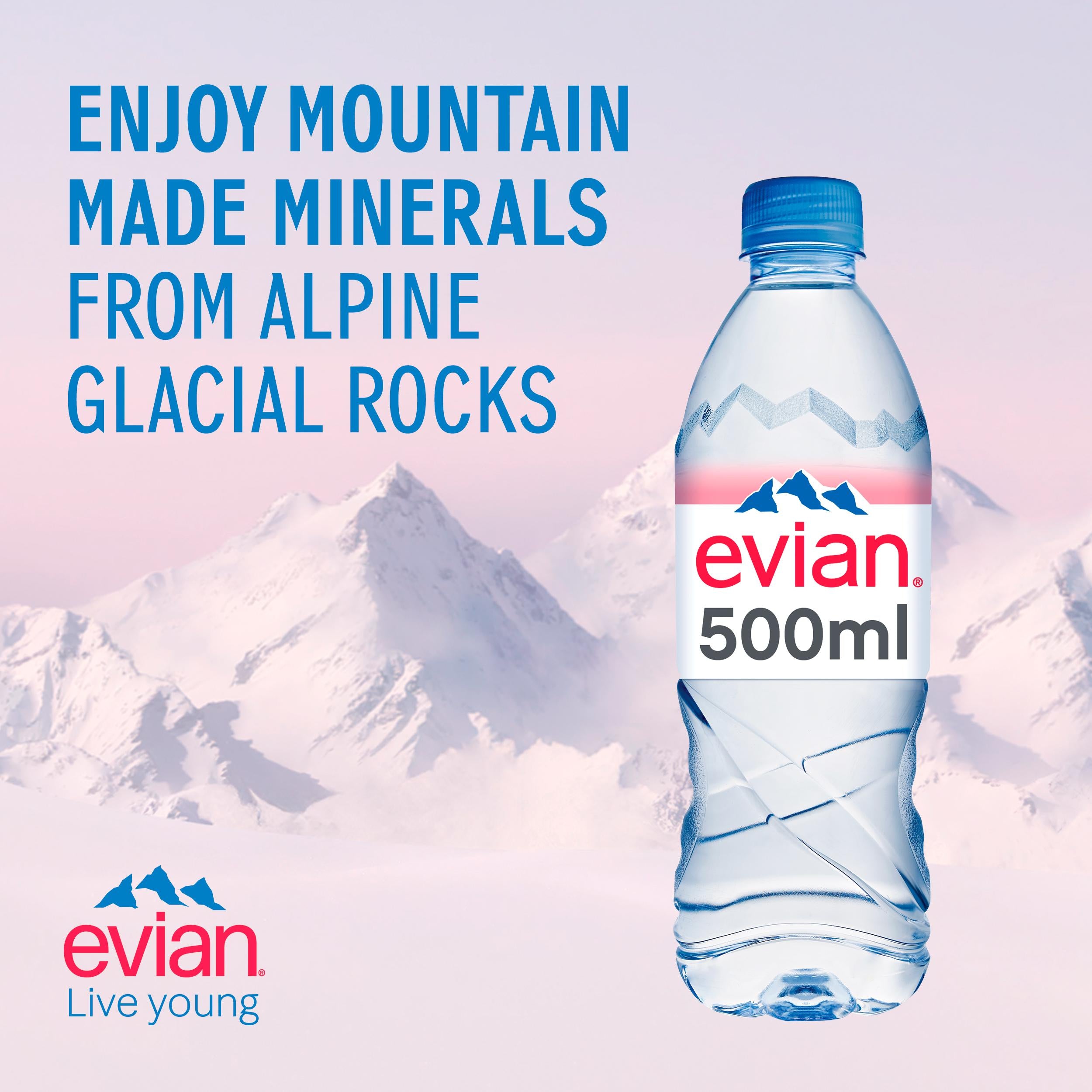 Evian natural mineral water 6x500ml, UK version