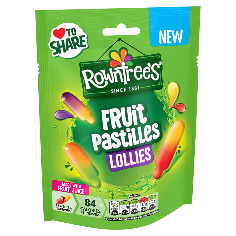 Rowntree's Fruit Pastilles Lollies 130g sharing bag - British product