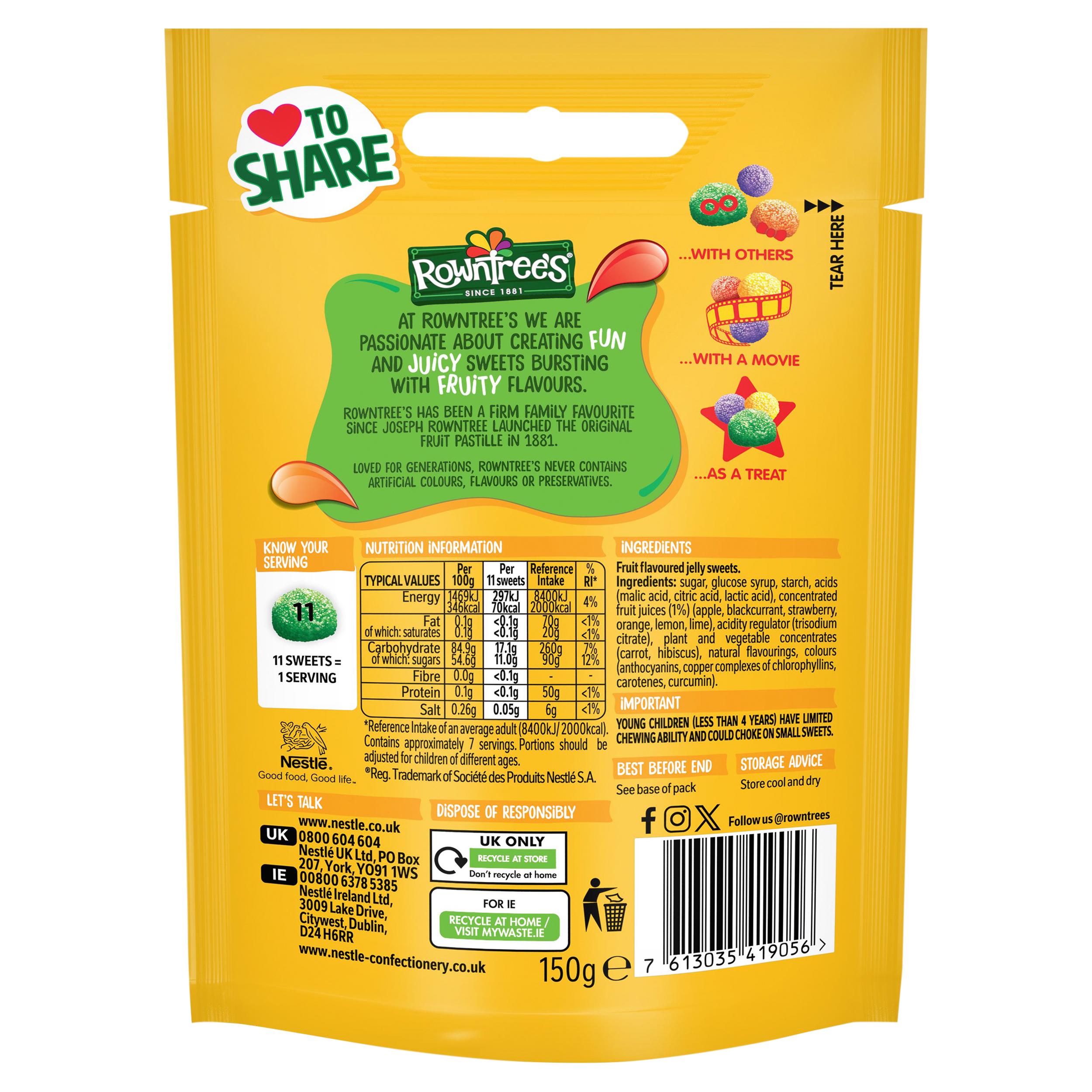 Rowntree's jelly sweets sharing bag 150g, imported from the UK