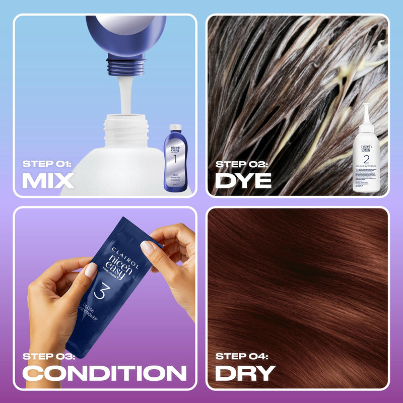 Clairol Nice'N Easy Tone+Gloss Mahogany semi permanent hair dye, imported from the UK