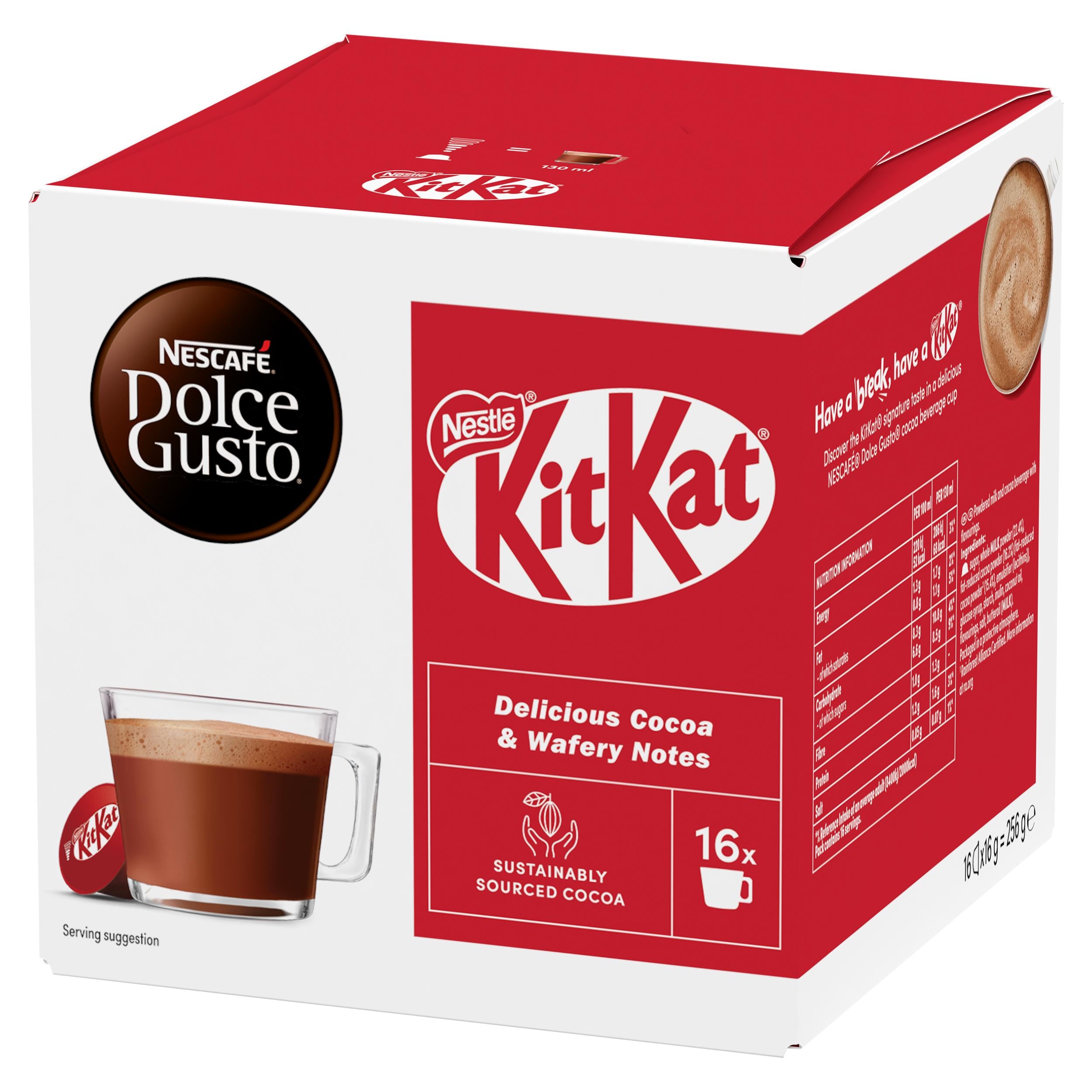Nescafe Dolce Gusto KitKat hot chocolate pods 16 (British brand)