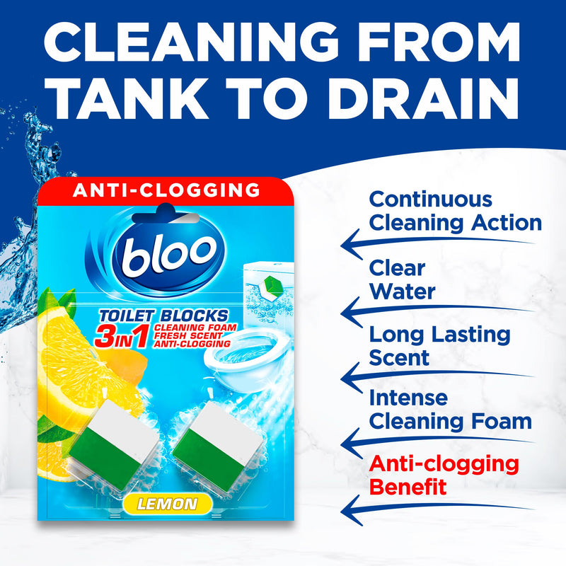 Bloo in cistern toilet blocks lemon 2x50g, UK version