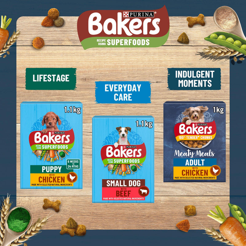 Bakers senior dry dog food chicken and veg 2.85kg, imported from the UK