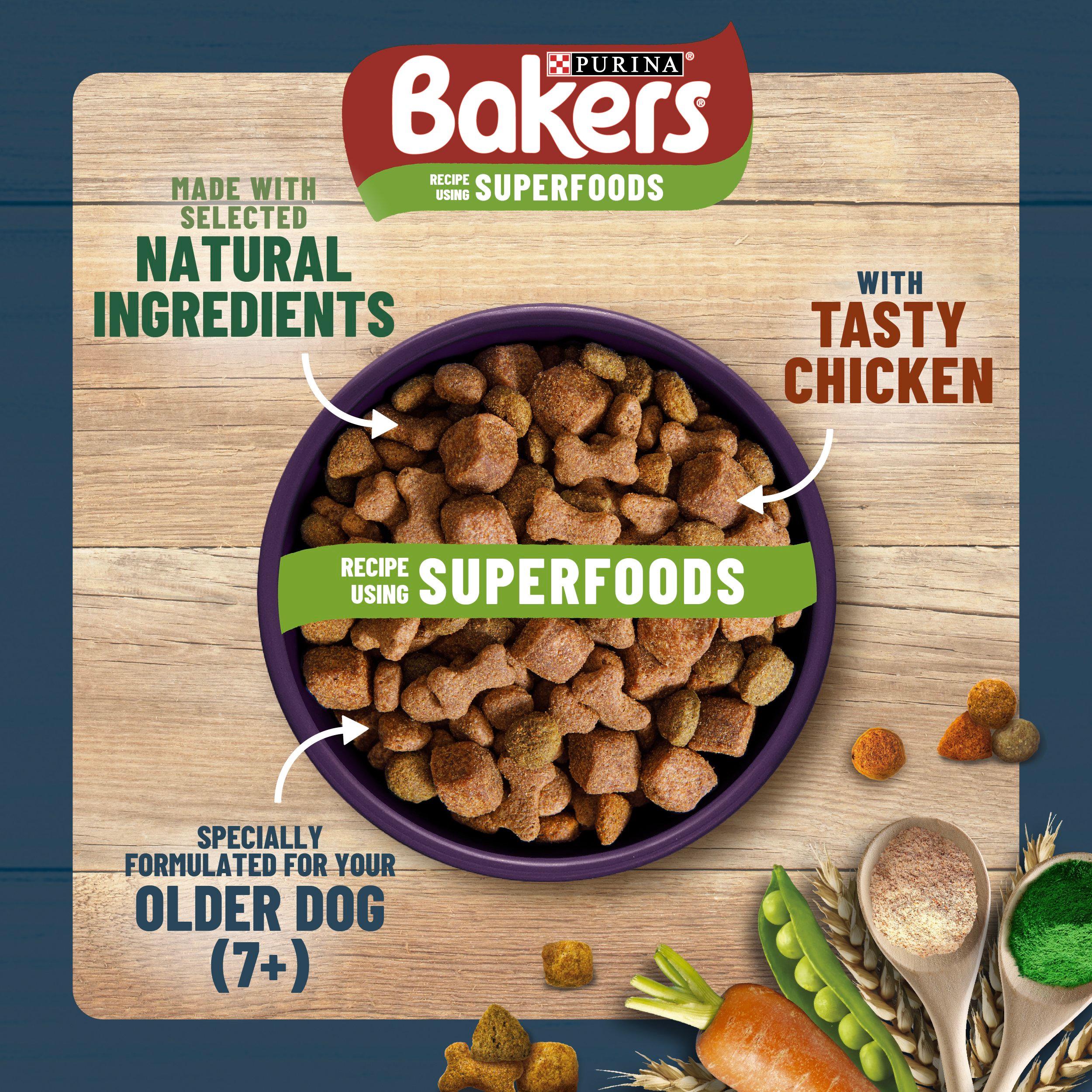 Bakers senior dry dog food chicken and veg 2.85kg, imported from the UK