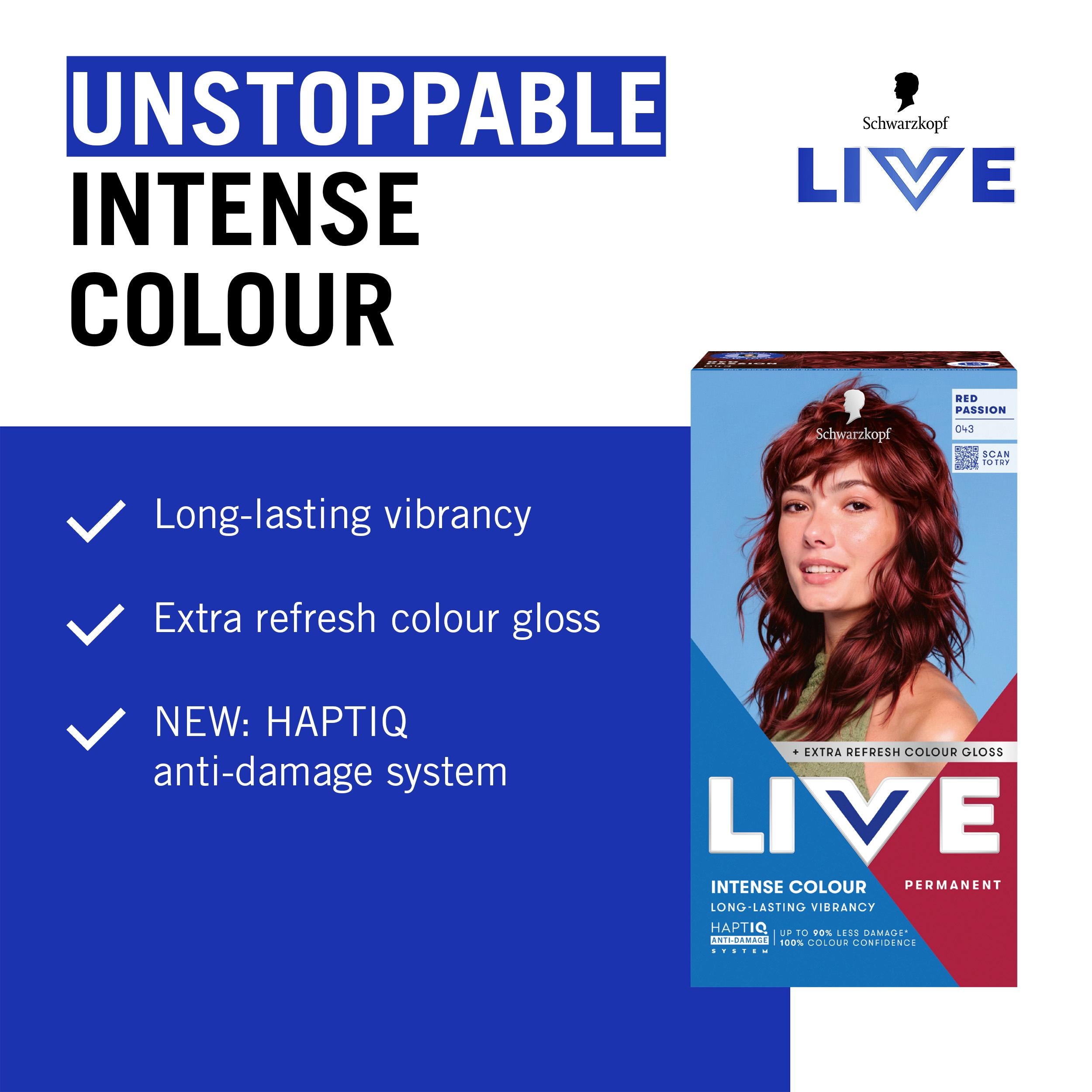 Schwarzkopf permanent hair dye 043 Red Passion - British product