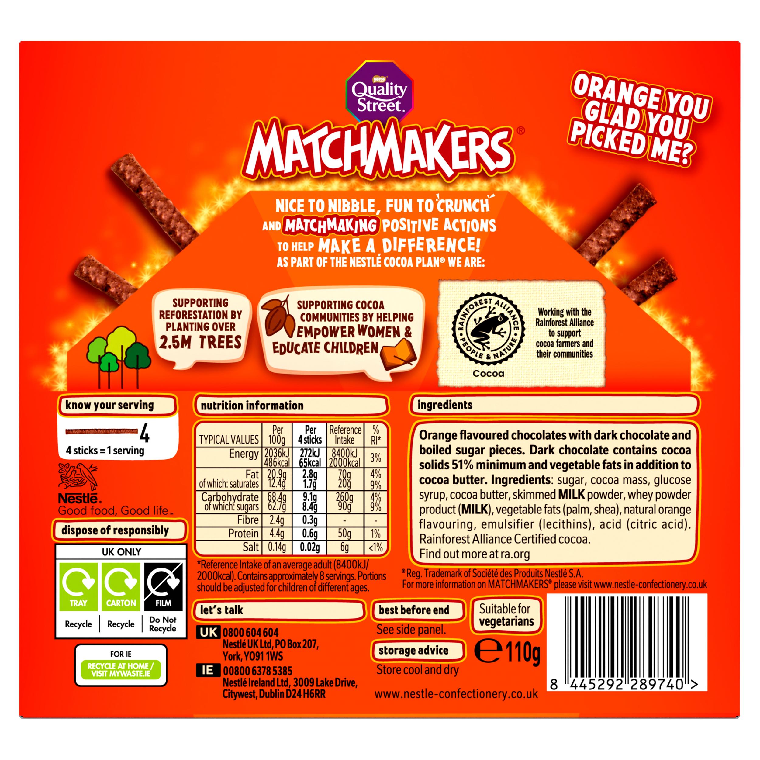 Quality Street Matchmakers orange chocolate sticks 120g (British brand)