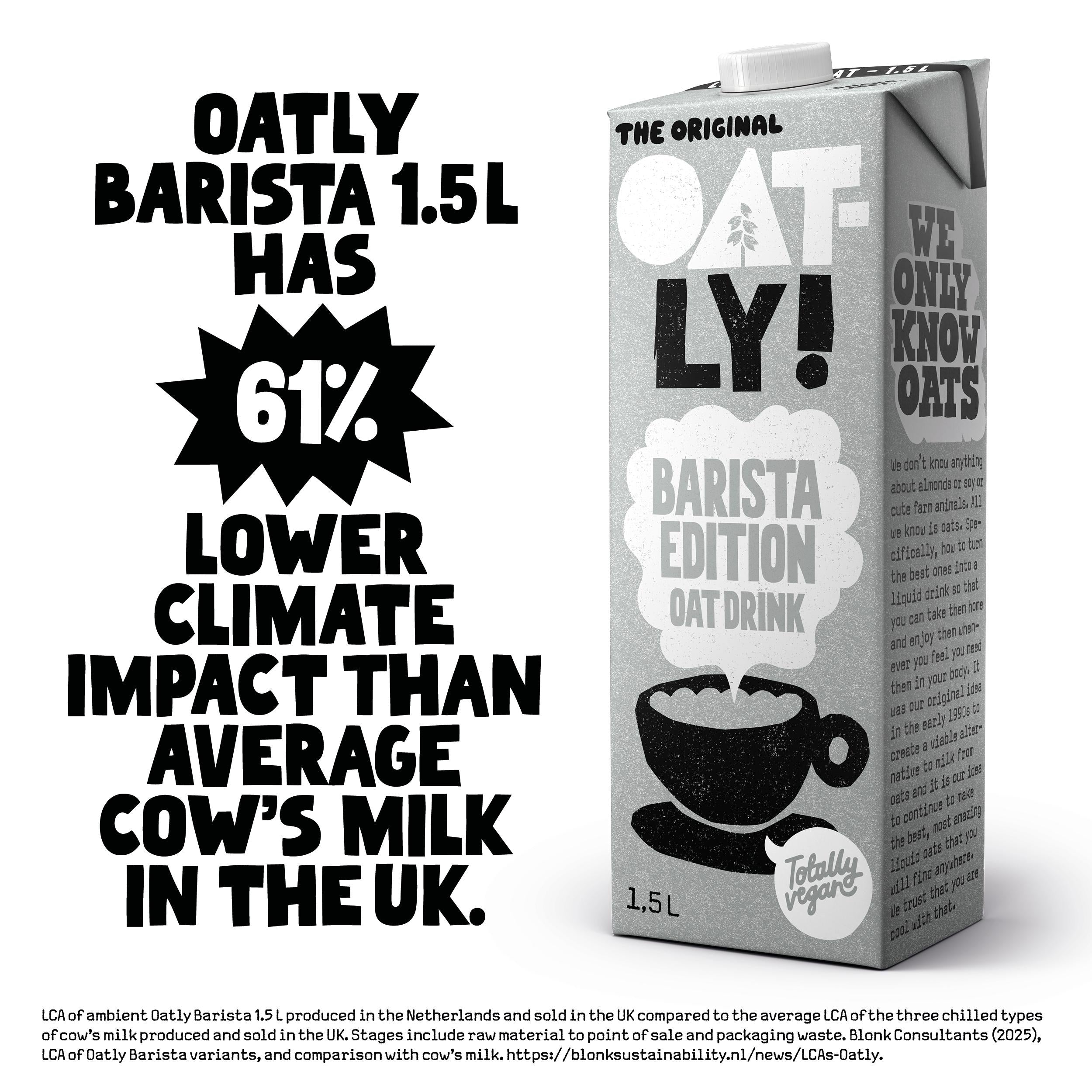 Oatly oat drink Barista Edition 1.5L, imported from the UK