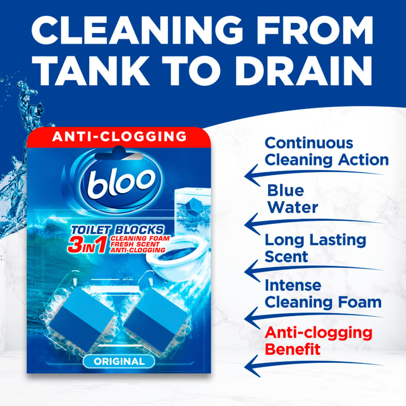 Bloo in-cistern toilet block Original Blue 2x50g - British product