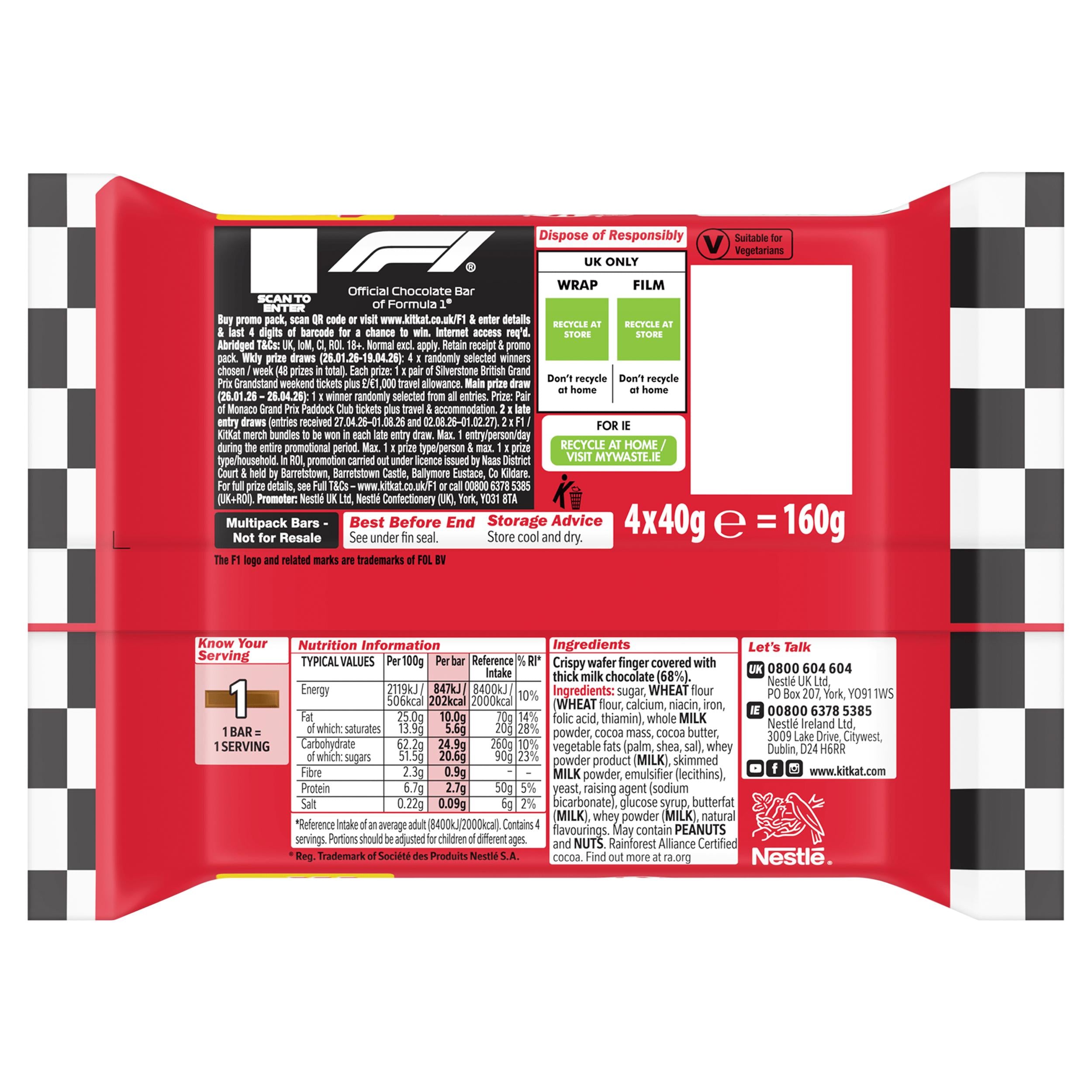 KitKat Chunky milk chocolate multipack 4x40g bars - British product
