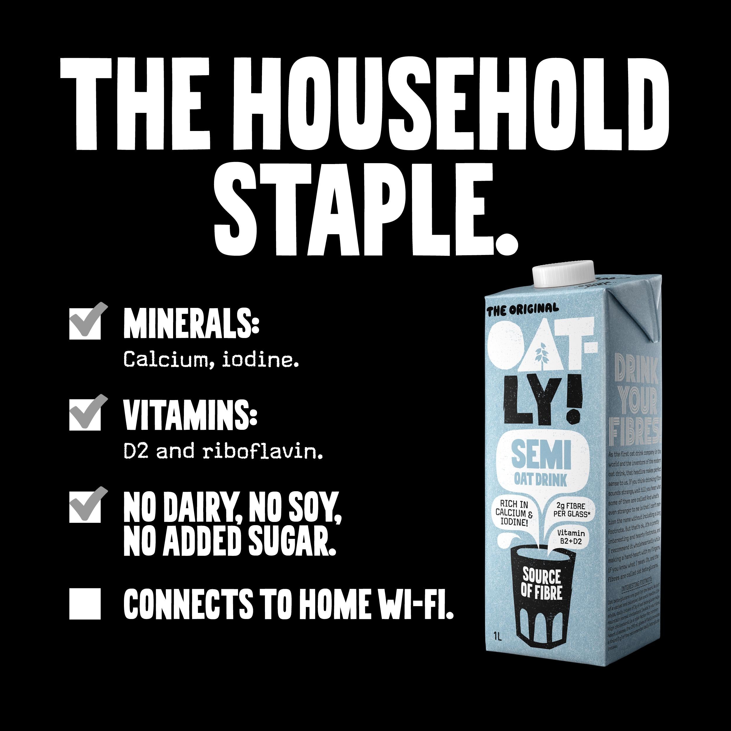 Oatly semi oat drink long life 1L, UK version