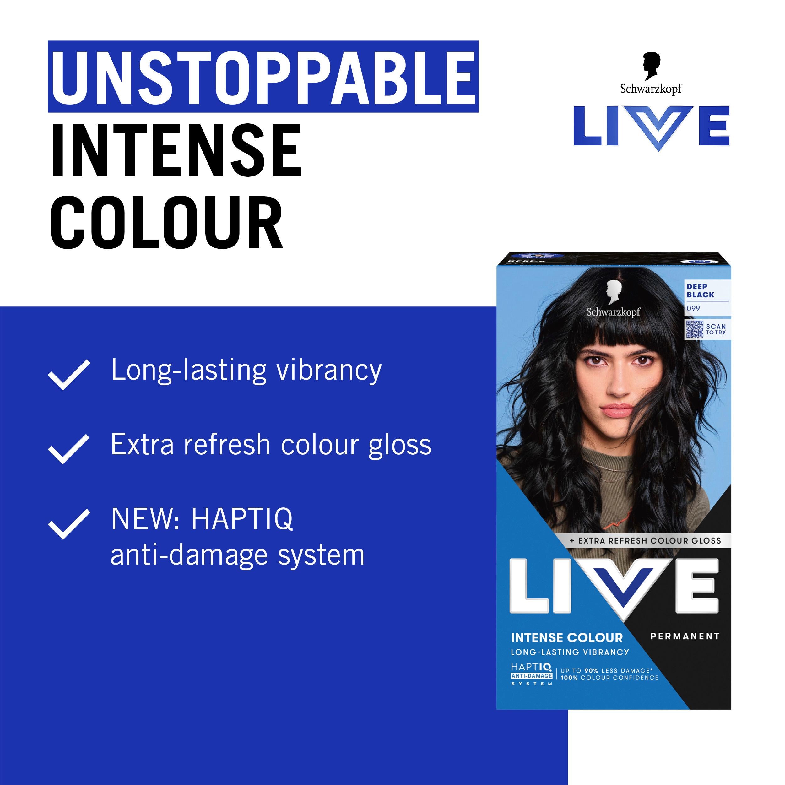 Schwarzkopf Live Intense Deep Black hair dye - British product