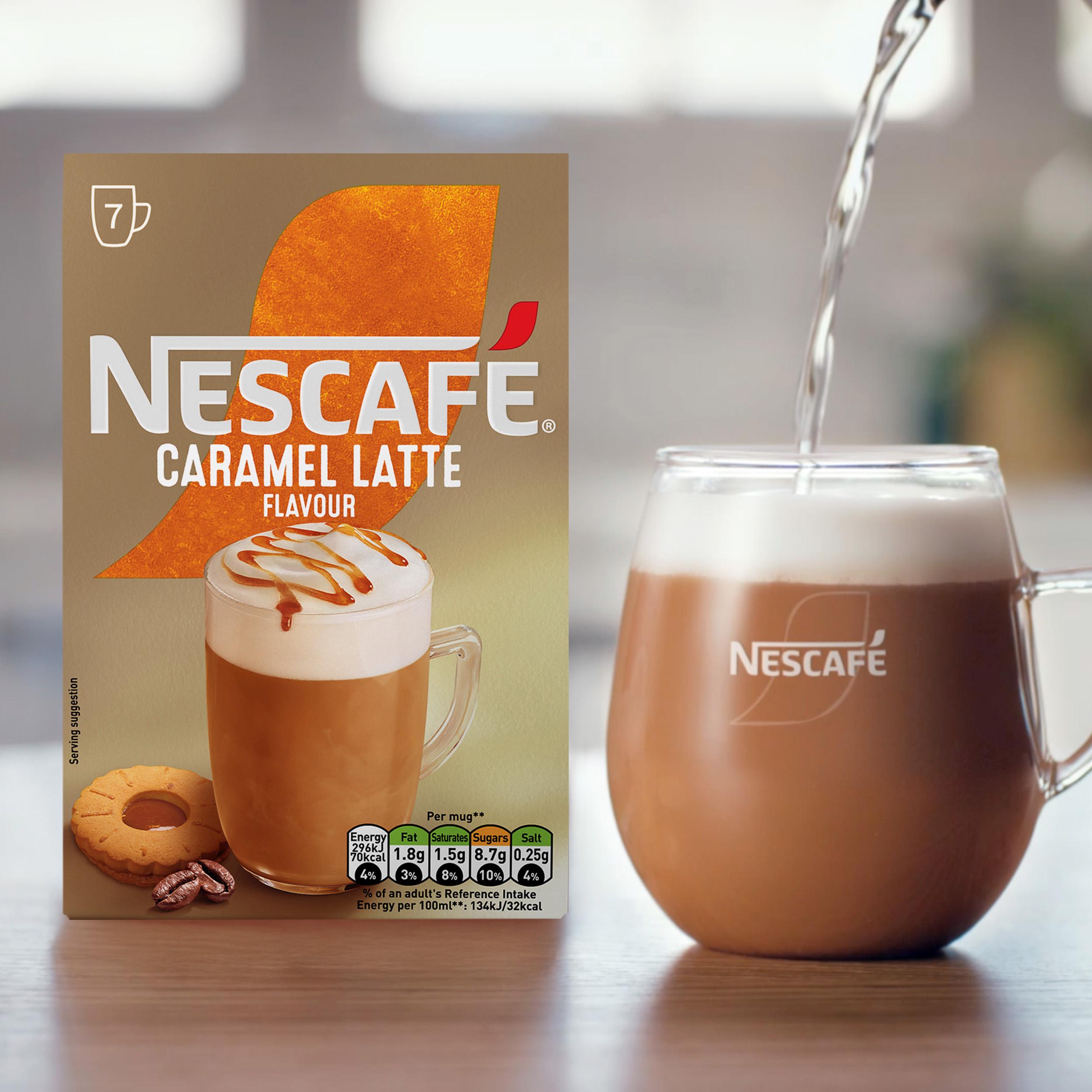 Nescafé caramel latte instant coffee sachets 12x17g - British product