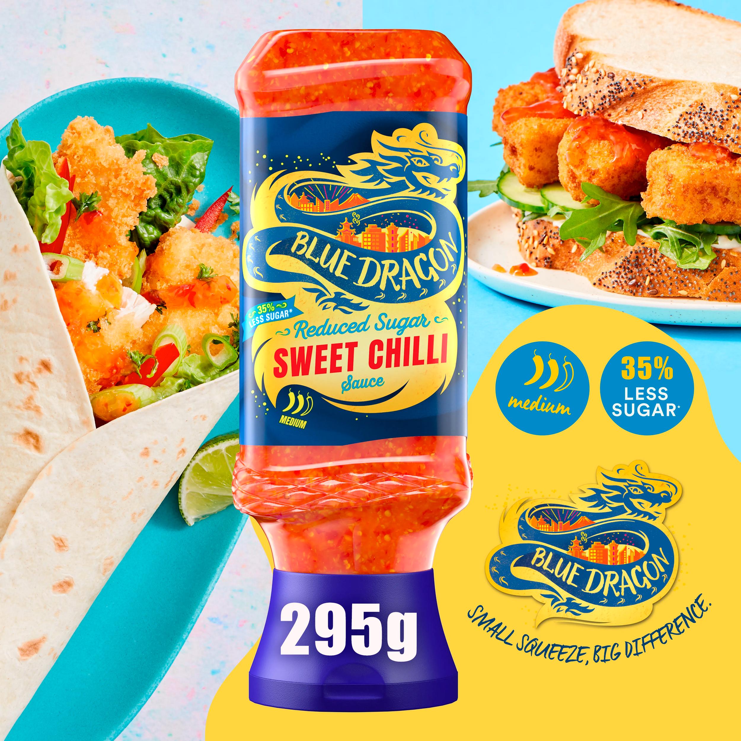 Blue Dragon reduced sugar sweet chilli dipping sauce 295g, UK version