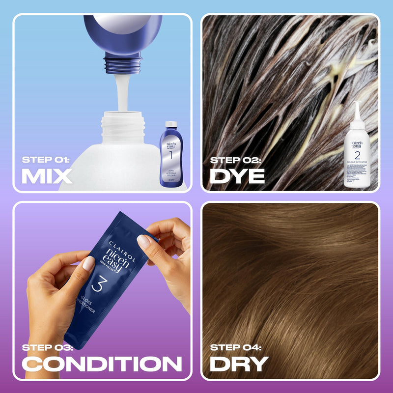 Clairol Nice'N Easy semi permanent hair dye Light Golden Brown, imported from the UK