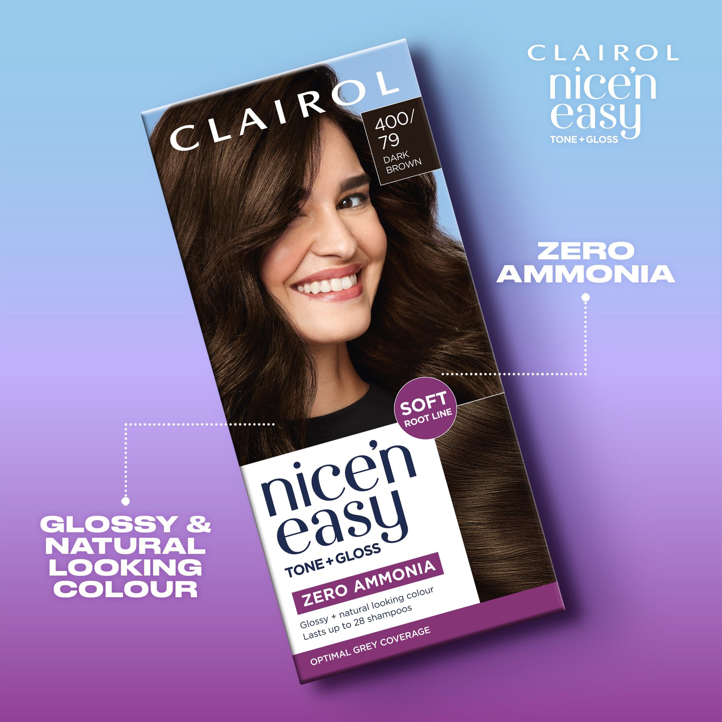Clairol Nice'N Easy Tone+Gloss Dark Brown 400/79 semi permanent hair dye (British brand)