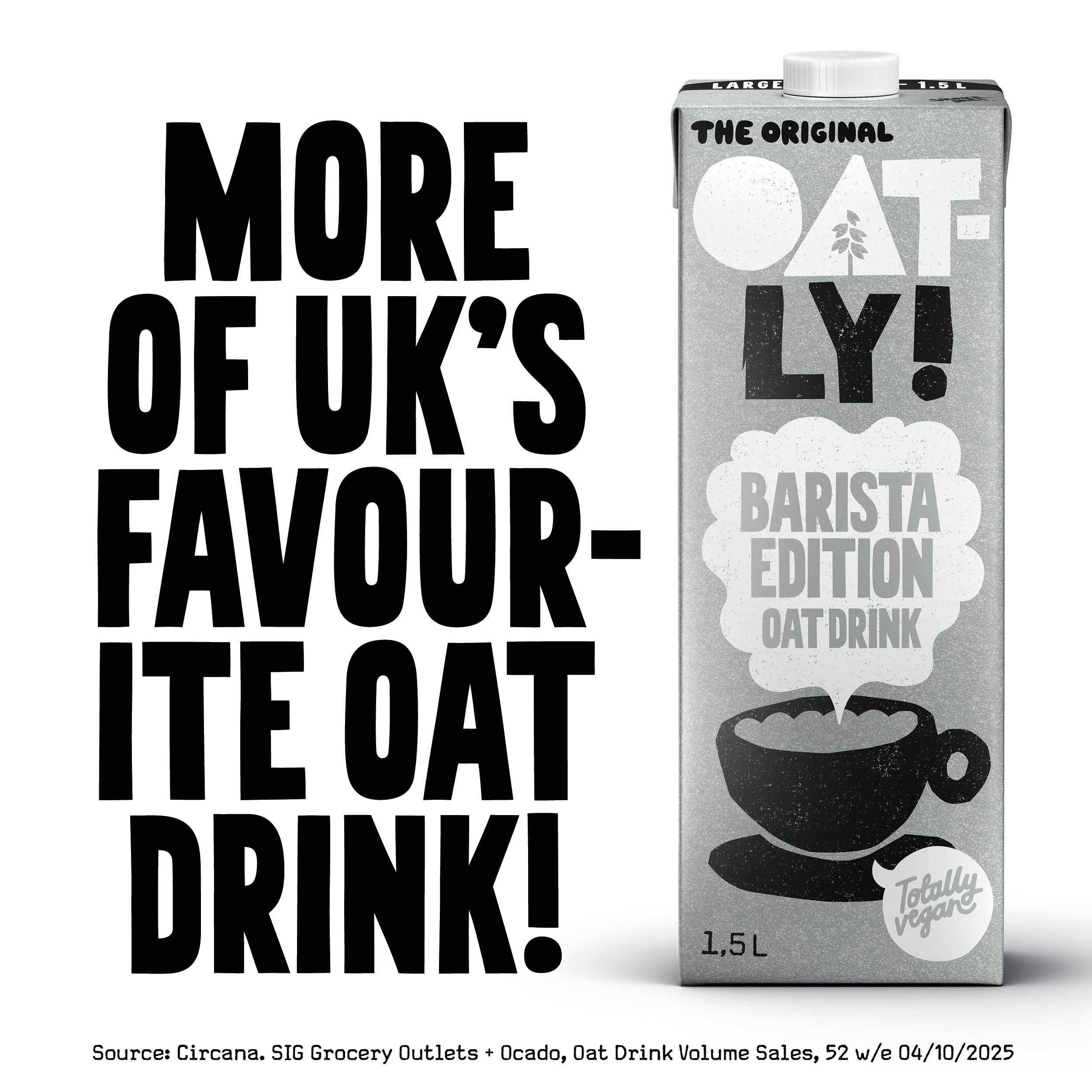 Oatly oat drink Barista Edition 1.5L, imported from the UK