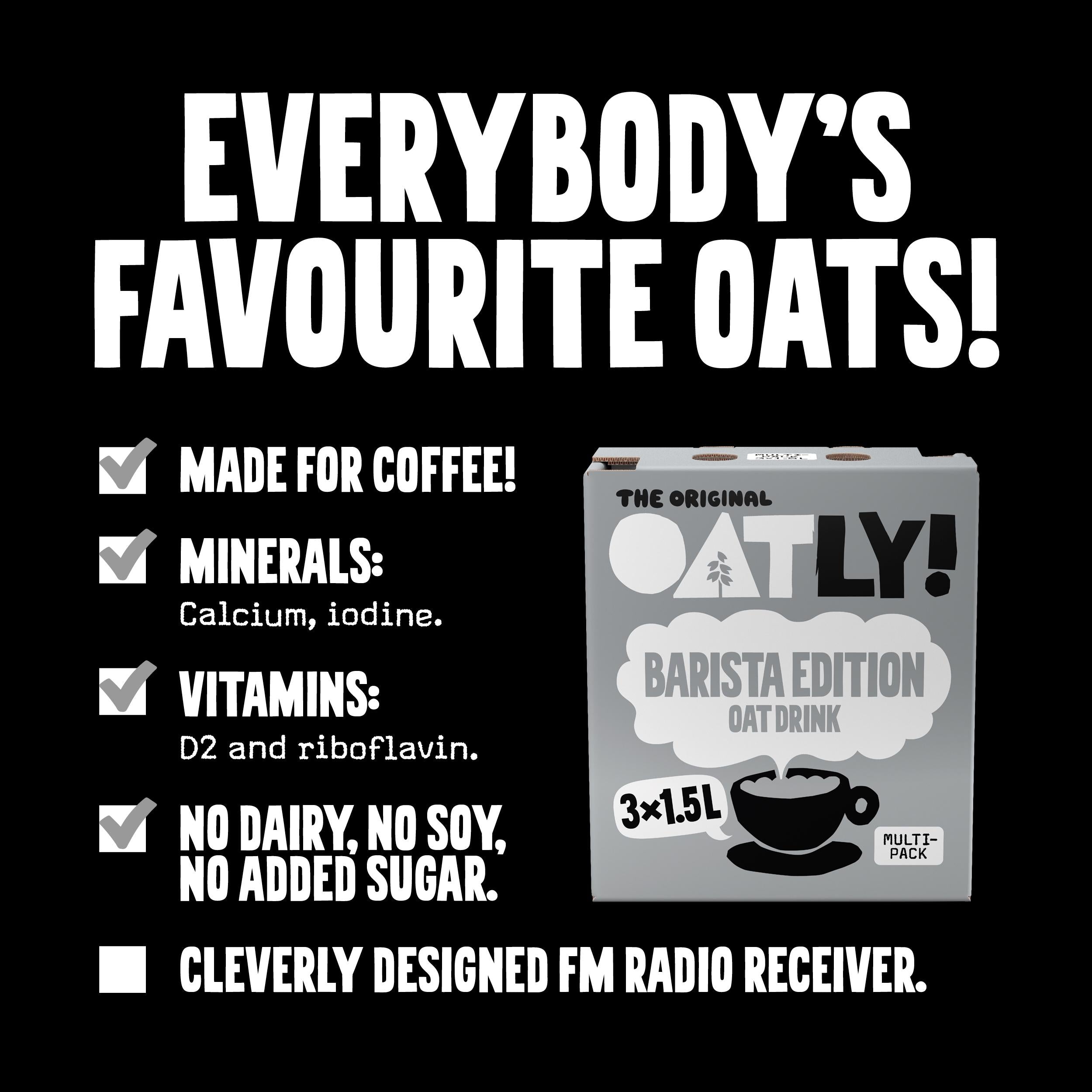 Oatly Barista Edition oat drink multipack 3 x 1.5L - British product
