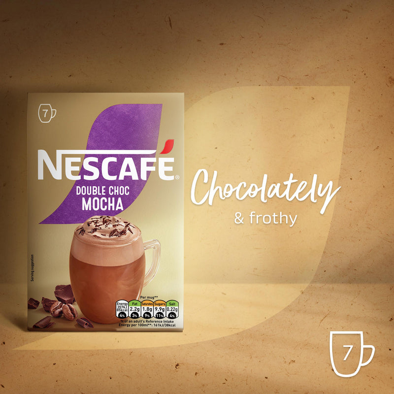 Nescafe Double Choc Mocha instant coffee sachets 7-pack 146.3g, imported from the UK