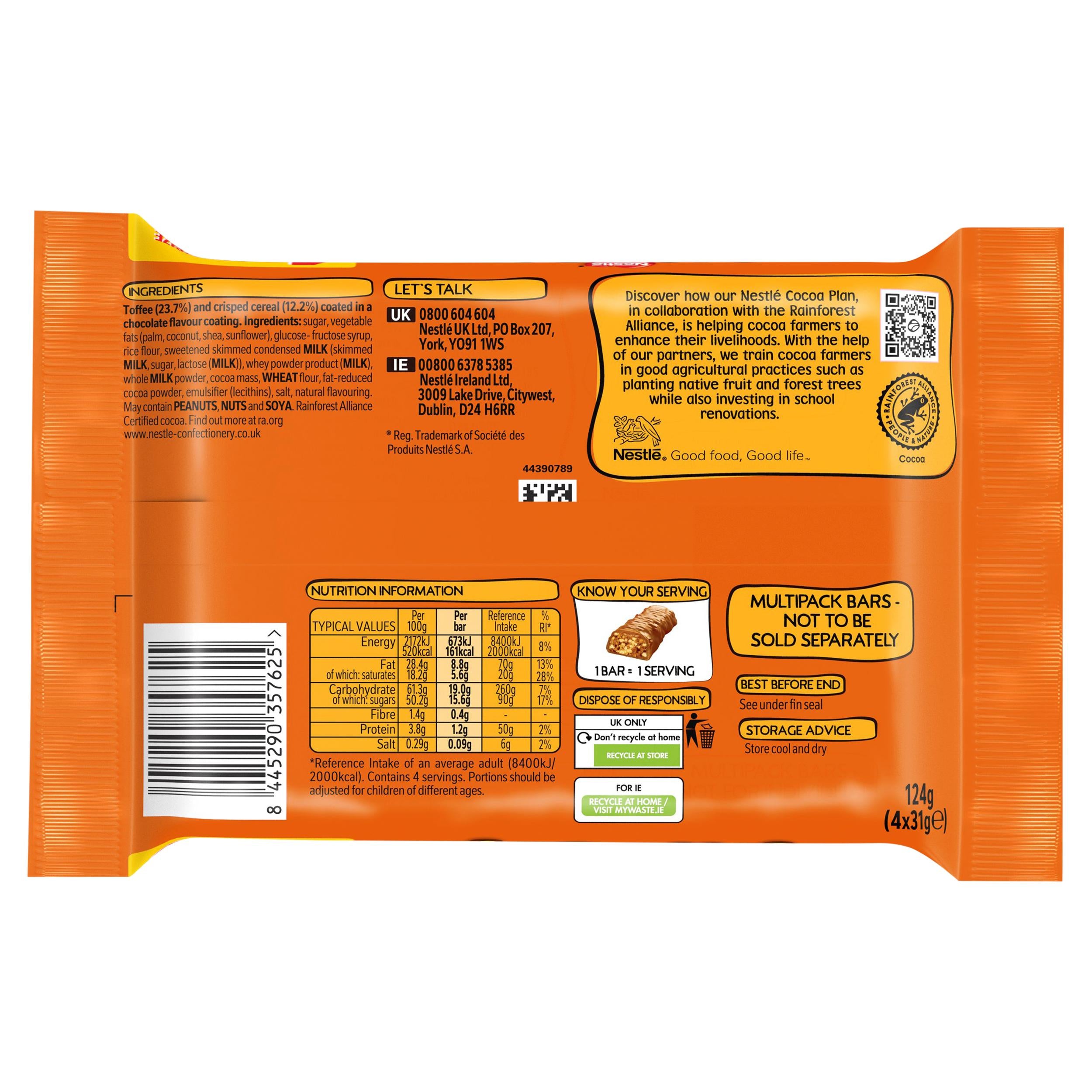 Toffee Crisp biscuit bar multipack 152g, UK version
