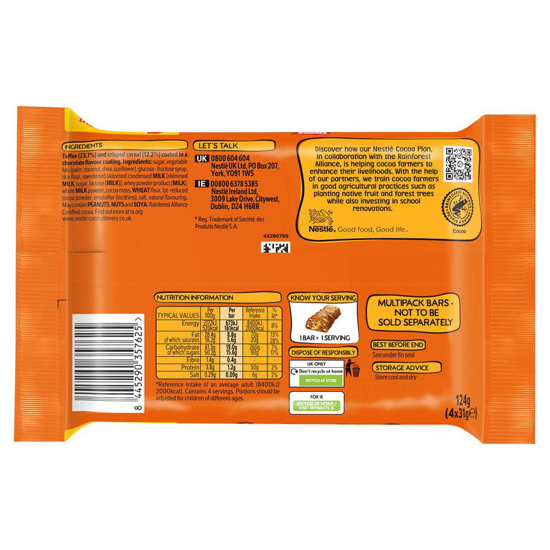Toffee Crisp biscuit bar multipack 152g, UK version