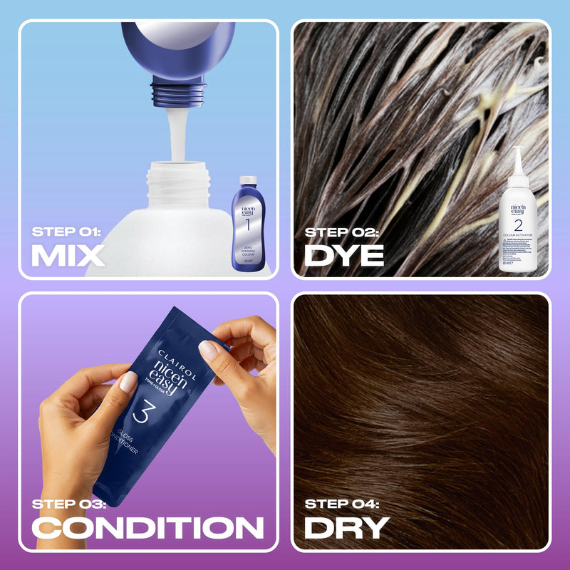 Clairol Nice'N Easy Tone+Gloss dark warm brown semi permanent hair dye (British brand)