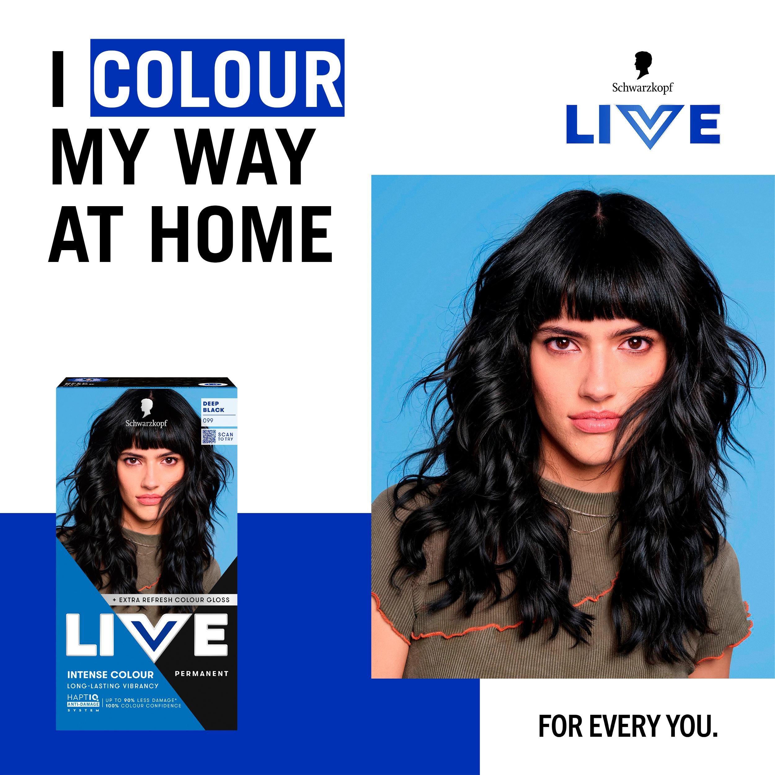Schwarzkopf Live Intense Deep Black hair dye - British product